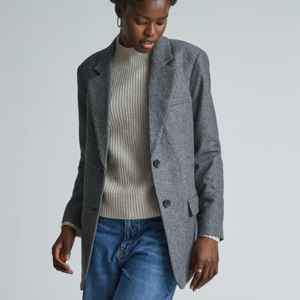 Everlane Oversized Blazer - Grey Herringbone